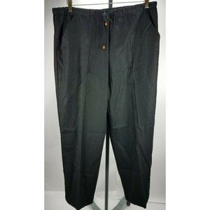 Alfred Dunner women linen blend pockets black tie pants size 14
